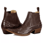 Botina Masculina Couro Avestruz Imit Chocolate - Silverado Botas