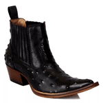 Botina Masculina Couro Avestruz Imit Preto - Silverado Botas