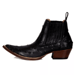 Botina Masculina Couro Avestruz Imit Preto - Silverado Botas