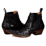 Botina Masculina Couro Avestruz Imit Preto - Silverado Botas