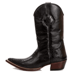 Bota Texana Masculina Couro Anaconda Preto e Floater Preto- Silverado Botas