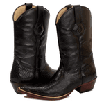 Bota Texana Masculina Couro Anaconda Preto e Floater Preto- Silverado Botas
