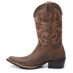 Bota Texana Masculina Couro Fóssil Cafe - Silverado Botas