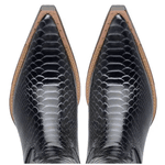 Bota Texana Masculina Couro Anaconda Preto e Dallas Preto- Silverado Botas