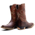 Bota Texana Masculina Couro Fossil Tabaco e Ecologico Caramelo Jump - Silverado Botas