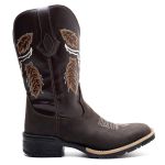 Bota Texana Masculina Couro Crazy Horse Cafe e Ecologico Cafe Boi - Silverado Botas