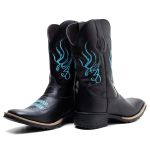Bota Texana Masculina Couro Floater Preto e Ecologico Preto - Silverado Botas