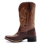 Bota Texana Feminina Couro Fossil Tabaco e Ecologico Caramelo - Silverado Botas
