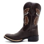 Bota Texana Masculina Couro Crazy Horse Cafe e Ecologico Cafe Boi - Silverado Botas