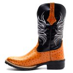 Bota Texana Masculina Couro Avestruz Imit Conhaque e Ecologico Preto - Silverado Botas
