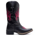Bota Texana Feminina Couro Floater Preto e Ecologico Preto - Silverado Botas