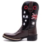Bota Texana Masculina Couro Floater Chocolate e Ecologico Preto Bandeira - Silverado Botas