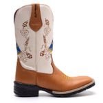 Bota Texana Masculina Couro Floater Conhaque e Ecologico Marfim - Silverado Botas