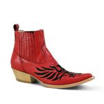 Botina Masculina Couro Crush Vermelho Bordado Águia - Silverado Botas