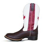 Bota Texana Masculina Canadá Couro Anaconda Café Floater Vermelho e Branco - Silverado Botas