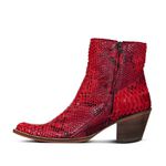 Botina Exótica Feminina Couro Pithon Vermelho - Silverado Botas