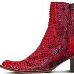 Botina Exótica Feminina Couro Pithon Vermelho - Silverado Botas