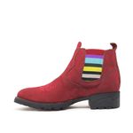 Botina Infantil Couro Nobuck Bordo Com Elastico Colorido - Silverado Botas