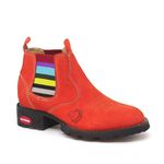 Botina Infantil Couro Nobuck Salmão Com Elastico Colorido - Silverado Botas