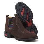 Botina Infantil Couro Nobuck Café Com Elastico Colorido - Silverado Botas