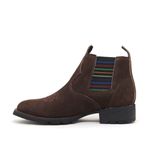 Botina Infantil Couro Nobuck Café Com Elastico Colorido - Silverado Botas