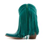 Bota Texana Feminina Couro Dallas Verde Esmeralda em Franjas - Silverado Botas