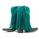 Bota Texana Feminina Couro Dallas Verde Esmeralda em Franjas - Silverado Botas