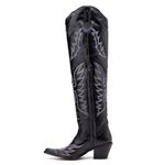 Bota Texana Feminina Cano Longo 50cm Couro Dallas Preto c/ Strass - Silverado Botas