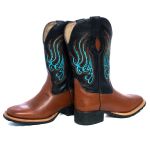 Bota Texana Masculina Couro Pull Up Brown e Floater Preto - Silverado Botas