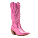 Bota Texana Feminina Couro Metalizado Rosa - Silverado Botas