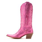 Bota Texana Feminina Couro Metalizado Rosa - Silverado Botas