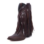 Bota Texana Feminina Couro Dallas Cafe Com Franjas - Silverado Botas