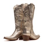 Bota Texana Feminina Couro Metalizado Champang - Silverado Botas