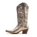 Bota Texana Feminina Couro Metalizado Champang - Silverado Botas