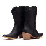 Bota Texana Feminina Couro Brilhante Preto - Silverado Botas