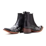 Botina Masculina Couro Floater Preto Bordado Cruz e Tachinhas - Silverado Botas