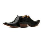 Sapato Country Masculino Couro Anaconda Verniz Preto - Silverado Botas