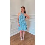 VESTIDO TULIPA BABADO - AZUL