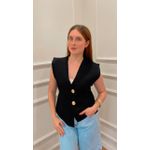 Colete Modal Íris Com BotÕes - PRETO