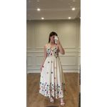  VESTIDO CAMÉLIA FLORIDO DE LINHO - CRU