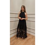 VESTIDO LONGO BORDADO - PRETO