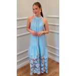 VESTIDO LARANJEIRA LONGO COM RENDA - AZUL