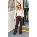 Calça Marrom Pantalona Sarja
