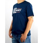 Camiseta Masculina Smart Choice Azul Marinho Silk Branco e Laranja