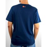 Camiseta Masculina Smart Choice Azul Marinho Silk Branco e Laranja