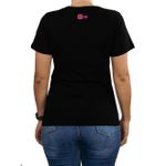 Camiseta Feminina Smart Preta Silk Turquesa e Rosa