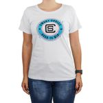 Camiseta Feminina Smart Branca Logo Azul