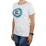 Camiseta Feminina Smart Branca Logo Azul