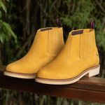 Botina Chelsea Desert Solagro Masculina em Couro Mostarda