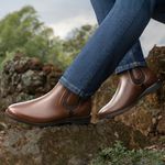 Botina Chelsea Montana Solagro Masculina em Couro Marrom